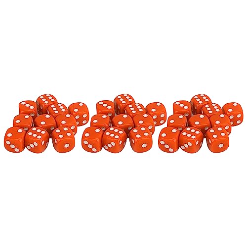 30 pcs Würfel Set 6 -seitige runde Ecke White Number Dots Plastik tragbarer Spielwürfel für Brettspiele Mathematikunterricht (Orange) von QANYEGN