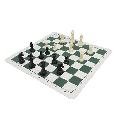 QANYEGN Internationales Schachspiel, Schachbrett aus PU-Kunstleder, Internationales Schach Mit Zweifarbigen Schachfiguren, Für Familientreffen von QANYEGN