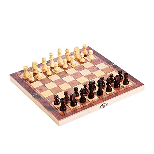 QANYEGN 3in1 Klappbrettschach, Holzschachbrett, Schachbrettspiel Für Party-Familienaktivitäten(34 * 34cm) von QANYEGN