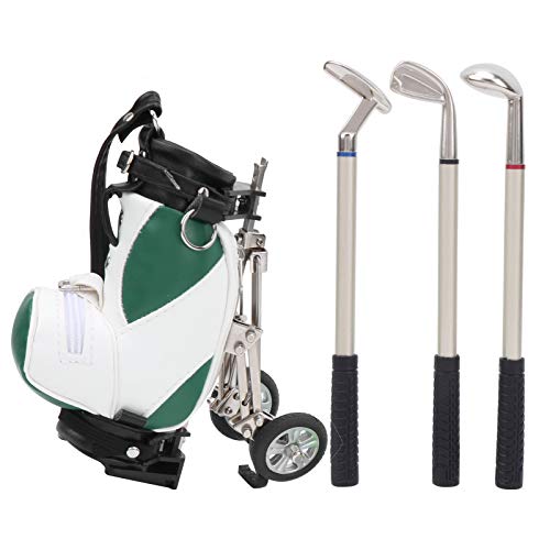 QANYEGN Desktop Golf Pen -Set, Golfstift -Haltetasche, Mini -Desktop -Golfbeutel -Stifthalter mit 3 Kugelschreiber und Mini -Tasche, Schreibtischgolfzubehör (Grün weiß) von QANYEGN