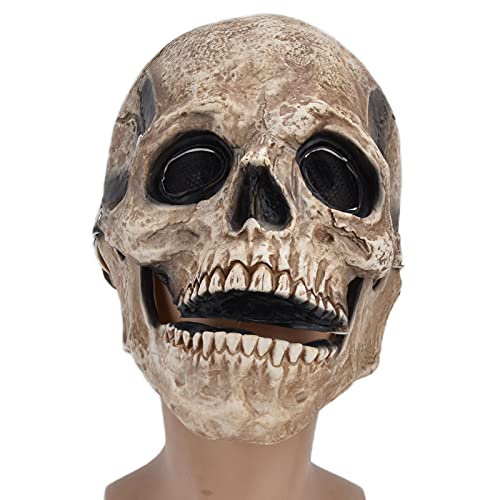 QANYEGN Halloween-Schädel-Maske, Weihnachts-Schädel-Maske, mundbewegliche Totenkopf-Kopfbedeckung für Ostern, Neujahr, Cosplay, Party-Masken (Amarillo) von QANYEGN