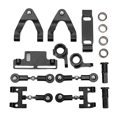 QANYEGN RC Ober- Und Unterschwingenrad-Sechskantadapter, Aluminium-Ober- Und Unterschwingen-Lenkbecher-Sechskantadapter-Metallteile-Set Für Ferngesteuertes WPL D12-Auto(Schwarz) von QANYEGN