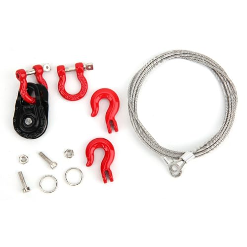 QANYEGN RC Steel Rope Pulley Lock Set, Tow Hook Trailer Chain, Tool for Car Crawler U Shaped Rescuing von QANYEGN