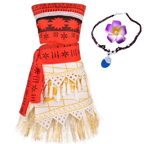 QAQ-COSPLAY Moana Kleid für Mädchen Damen Moana Halloween Kostüm mit Zubehör von QAQ-COSPLAY