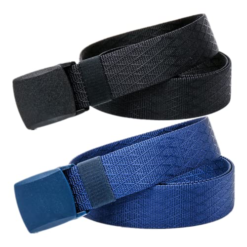 Mann überquert schnell die Sicherheit am Flughafen 3,8 cm breiter militärischer taktischer Gürtel aus Nylon, Unisex, multifunktionaler Outdoor-Sportgürtel for Männer und Frauen(Black and Blue,110) von QCKNKMGG