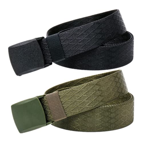 Mann überquert schnell die Sicherheit am Flughafen 3,8 cm breiter militärischer taktischer Gürtel aus Nylon, Unisex, multifunktionaler Outdoor-Sportgürtel for Männer und Frauen(Black and Green,120) von QCKNKMGG