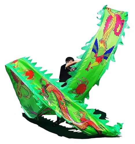 QCKNKMGG Rhythmische Sportgymnastik Ballett Streamer Twirli 3D bunter Drachen-Seiden-Flowy-Spinning- und Schüttel-Poi, 8 m/10 m Streamer, Seiden-Flowy-Spinning- und Schüttel-PoiParents Outdoor Park von QCKNKMGG