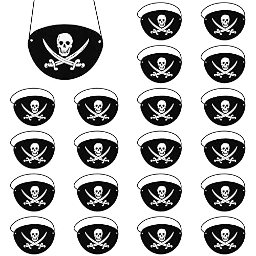 QEEQPF 20pcs Filz Piraten Augenklappen One Eye Patches Skelett Captain Augenklappen für Halloween Dressup Performance Requisiten Maskerade Masken Cosplay von QEEQPF