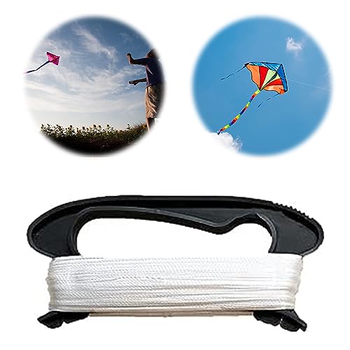 QEEROYO Drachenschnur, Kite Line Winder Drachenleine, 100m Kite Cord with Winding Board, Kite String, Winder Kite String, Drachenschnur Seilwinde Seilrolle, für Kinder Erwachsene, Schwarz von QEEROYO