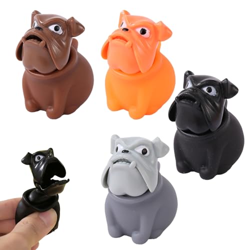 4PCS Funny Bulldog Squeeze Toy, Bulldog Stress Relief Toy, Sensory Fidget Telescopic Dog Toy, Relief Stress Anxiety Tension Toy Gift for Relieve Anxiety for Adults Kids von QEOTOH