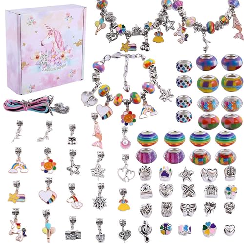 QEOTOH Girls Charm Bracelet Making Kit, DIY Jewelry Making Kit for Girls Teens, Fun and Easy to Make, DIY Craft Toys for Birthday Xmas Gift (Colorful) von QEOTOH