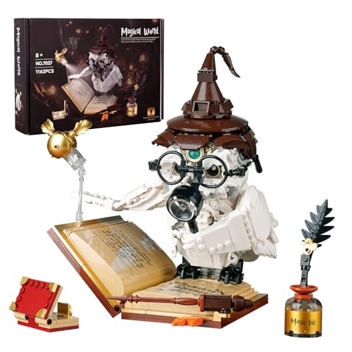 Ideas Magic World Eule Bauset, kompatibel mit LEGO Animal MOC Potter Spielzeug mit 1162 PCS, Sammelmodell Harry Bird mit Lichteffekt, für Erwachsene Fans für Jungen und Mädchen ab 8 Jahren von QFJ