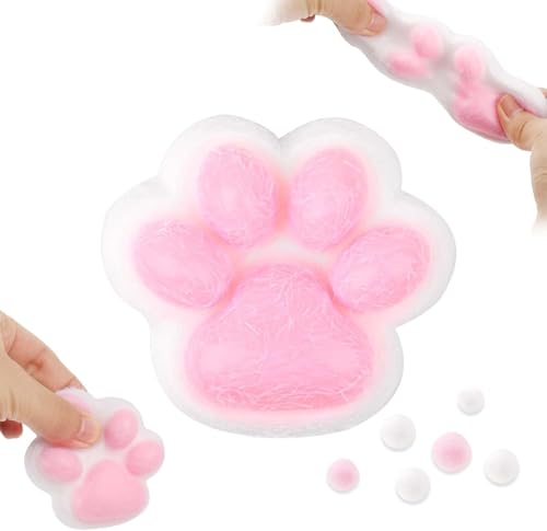 QGGTQG Squeeze Spielzeug Cat Paw Squeeze Toy 4 Stück Cat Paw Anti Stress Ball Katzenpfoten Quetschspielzeuge Katzenpfoten Squishy mit Bällen Lustig für Kinder und Erwachsene (Weiß) von QGGTQG