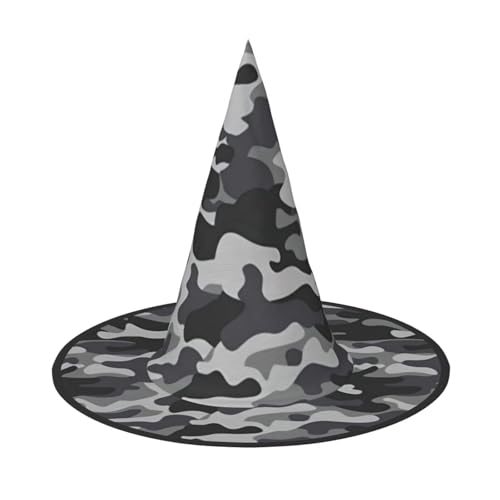 QGWDYYJQ Abstrakter Camouflage-Druck, Halloween-Hut, Hexenhut, Halloween-Glühhut von QGWDYYJQ