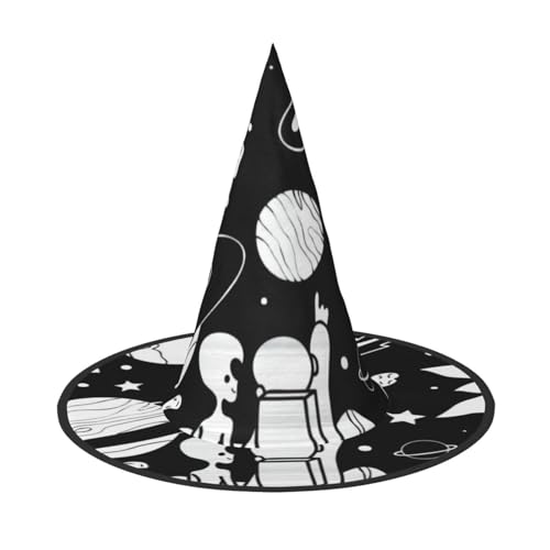 QGWDYYJQ Astronaut und Alien bedruckter Halloween-Hut Hexenhut Halloween Glow Hat von QGWDYYJQ