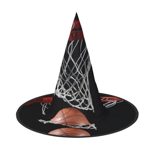 QGWDYYJQ Basketball-bedruckter Halloween-Hut Hexenhut Halloween Glow Hat von QGWDYYJQ