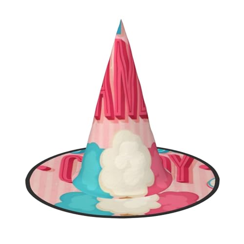 QGWDYYJQ Cotton Candy bedruckter Halloween-Hut Hexenhut Halloween Glow Hat von QGWDYYJQ