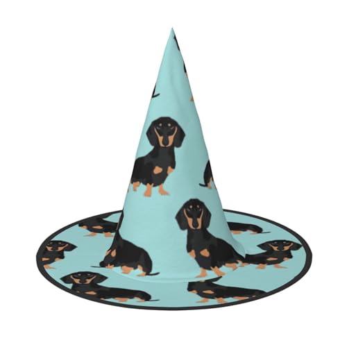 QGWDYYJQ Dackel Weiner Haustier Hunde gedruckt Halloween Hut Hexenhut Halloween Glow Hat von QGWDYYJQ