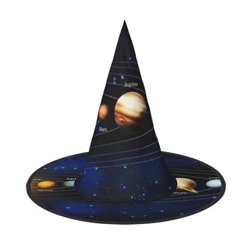 QGWDYYJQ Erkundung des Sonnensystems bedruckter Halloween-Hut Hexenhut Halloween Glow Hat von QGWDYYJQ