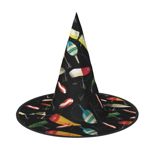 QGWDYYJQ Fischköder bedruckter Halloween-Hut Hexenhut Halloween Glow Hat von QGWDYYJQ