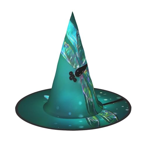 QGWDYYJQ Galaxie-Tier-Libellen-bedruckter Halloween-Hut Hexenhut Halloween Glow Hat von QGWDYYJQ