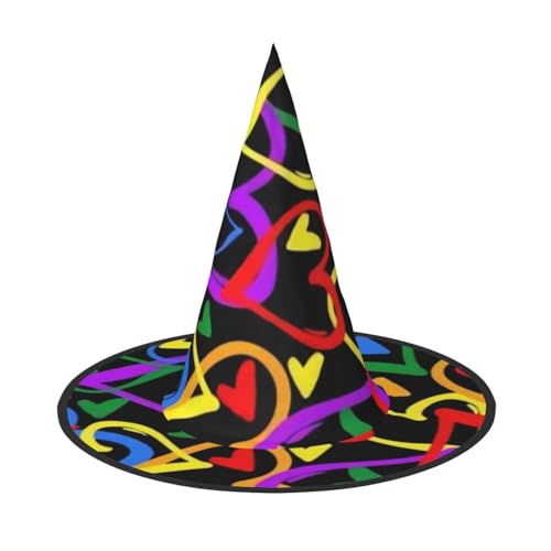 QGWDYYJQ Gay Pride Regenbogen gedruckt Halloween Hut Hexenhut Halloween Glow Hat von QGWDYYJQ