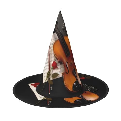 QGWDYYJQ Geige Noten gedruckt Halloween Hut Hexenhut Halloween Glow Hat von QGWDYYJQ