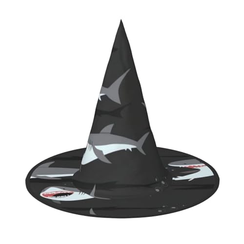 QGWDYYJQ Hai bedruckter Halloween-Hut Hexenhut Halloween Glow Hat von QGWDYYJQ