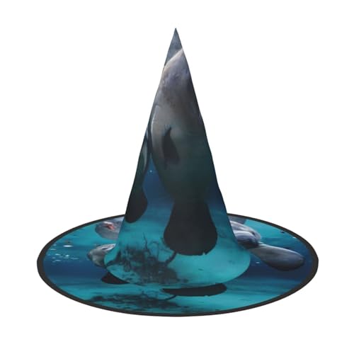 QGWDYYJQ Indischer Seekuh bedruckter Halloween-Hut Hexenhut Halloween Glow Hat von QGWDYYJQ