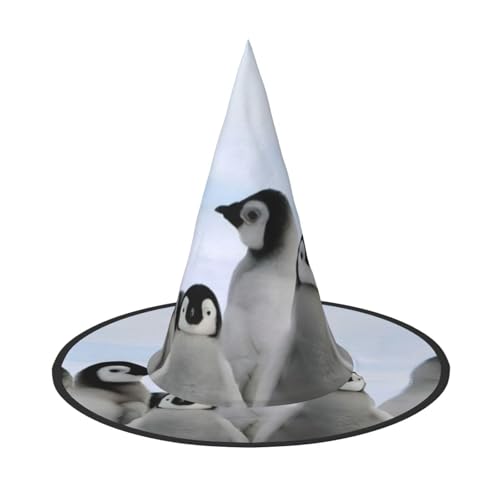 QGWDYYJQ Junger Pinguine mit Schnee bedruckter Halloween-Hut Hexenhut Halloween Glow Hat von QGWDYYJQ