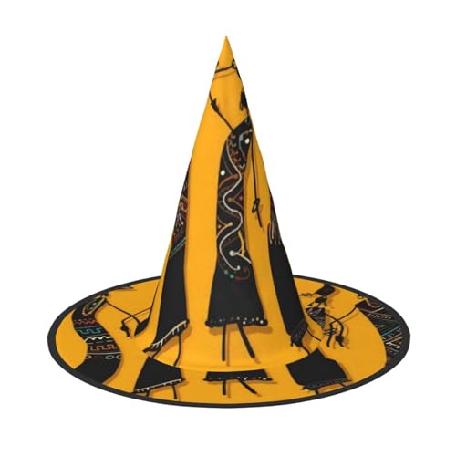 QGWDYYJQ Kreative afrikanische Kultur gedruckt Halloween Hut Hexenhut Halloween Glow Hat von QGWDYYJQ