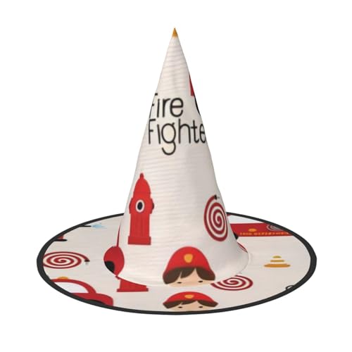 QGWDYYJQ Little Boys and Girls in FireFighters Printed Halloween Hat Witch Hat Halloween Glow Hat von QGWDYYJQ