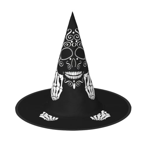 QGWDYYJQ Lustiger Totenkopf bedruckter Halloween-Hut Hexenhut Halloween Glow Hat von QGWDYYJQ