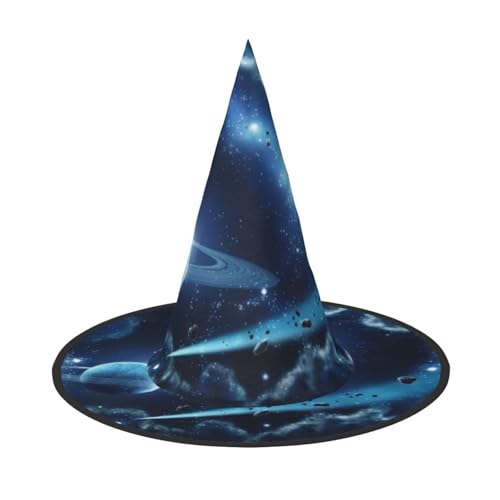 QGWDYYJQ Mond Sterne und Planeten gedruckt Halloween Hut Hexenhut Halloween Glow Hat von QGWDYYJQ