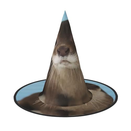 QGWDYYJQ Niedlicher Otter bedruckter Halloween-Hut Hexenhut Halloween Glow Hat von QGWDYYJQ