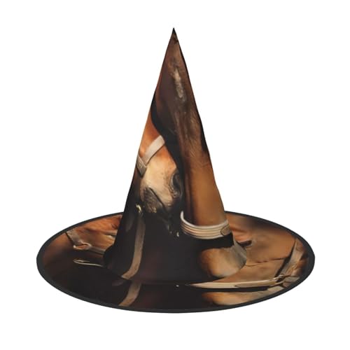 QGWDYYJQ Pferde-bedruckter Halloween-Hut Hexenhut Halloween Glow Hat von QGWDYYJQ