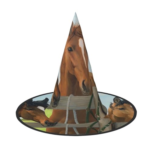 QGWDYYJQ Pferde-bedruckter Halloween-Hut Hexenhut Halloween Glow Hat von QGWDYYJQ