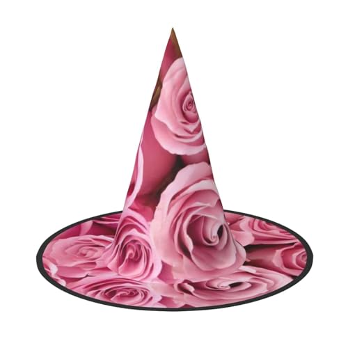 QGWDYYJQ Rosa Rose gedruckt Halloween Hut Hexenhut Halloween Glow Hat von QGWDYYJQ