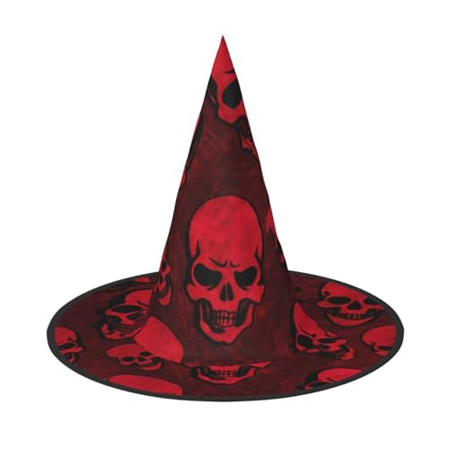 QGWDYYJQ Rote Totenköpfe gedruckt Halloween Hut Hexenhut Halloween Glow Hat von QGWDYYJQ