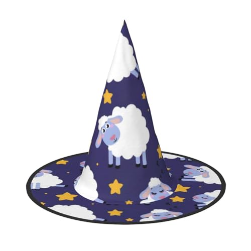 QGWDYYJQ Schaf-bedruckter Halloween-Hut Hexenhut Halloween Glow Hat von QGWDYYJQ