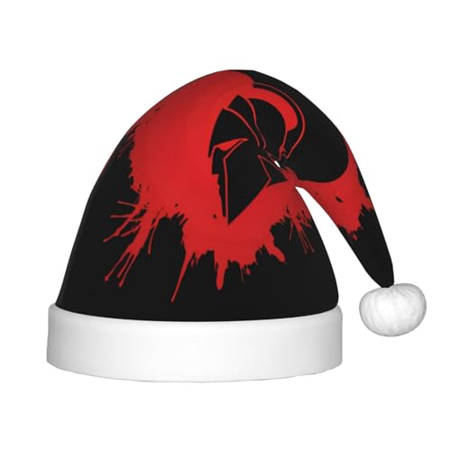 QGWDYYJQ Spartan Warrior Helm bedruckte Weihnachtsmütze für Kinder Weihnachtsmütze Weihnachtsmütze von QGWDYYJQ