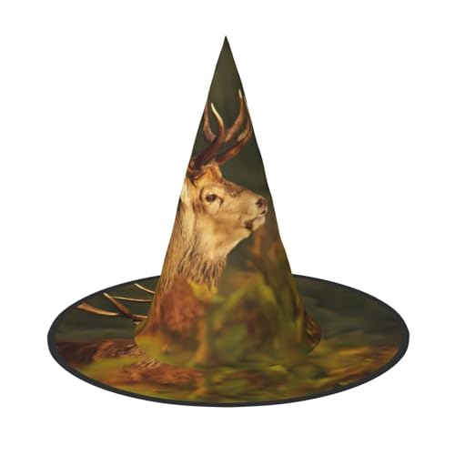 QGWDYYJQ Tier-Hirsch bedruckter Halloween-Hut Hexenhut Halloween Glow Hat von QGWDYYJQ