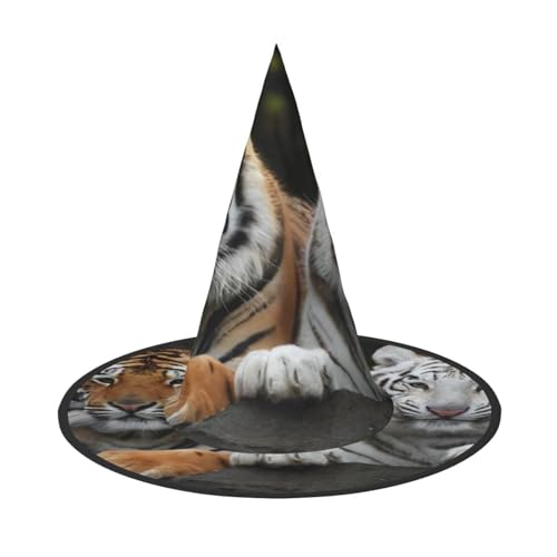 QGWDYYJQ Tiger Couple Printed Halloween Hat Witch Hat Halloween Glow Hat von QGWDYYJQ