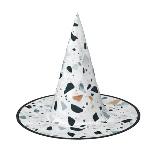 QGWDYYJQ Weißer Terrazzo bedruckter Halloween-Hut Hexenhut Halloween Glow Hat von QGWDYYJQ