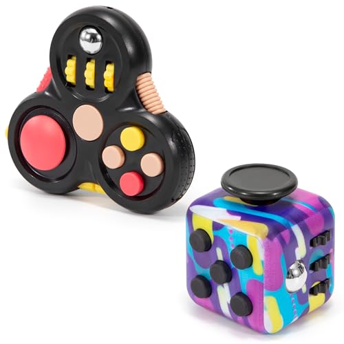 Fidget Toy Cube 2 Stück Anti-Stress Würfel Spielzeug Fidget Würfel Fidget Pad Controller für Kinder und Erwachsene Stressaubbau bei Nervösität von QH-Shop