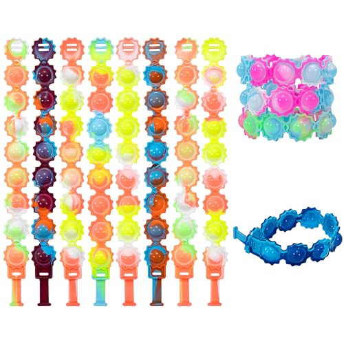 Pop Armband 12 Stück Simple Fidget Toy Armband Silikon Pop Push It Bracelet Fidget Spielzeug Wristband Fidget Dekompression Spielzeug Set für Kinder und Erwachsene Mehrfarbig von QH-Shop