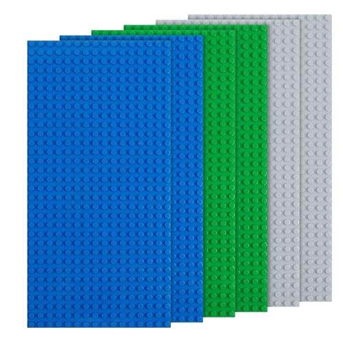 6 Platten-Set Bausteine Grundplatten, Classic Grundplatte 12,9 * 25,6 cm mit 16 × 32 Noppen, Kompatibel mit Meisten Marken, Kompatibel mit Bauplatte Lego Classic,Rechteckige Grundplatte,Grau,Grün,Blau 6 Platten-Set Bausteine Grundplatten, Classic Grundplatte 12,9 * 25,6 cm mit 16 × 32 Noppen, Kompatibel mit Meisten Marken, Kompatibel mit Bauplatte Lego Classic,Rechteckige Grundplatte,Grau,Grün,Blau von QHSXMQ