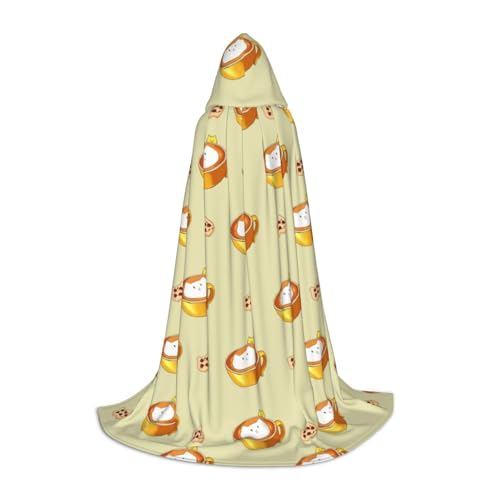 QHZLY Cartoon Katze Kaffee Kapuzenumhang M für Teenager Langer Umhang Cosplay Maskerade Bühnenkostüm Comic-Con Karneval Rollenspiel QHZLY Cartoon Katze Kaffee Kapuzenumhang M für Teenager Langer Umhang Cosplay Maskerade Bühnenkostüm Comic-Con Karneval Rollenspiel von QHZLY