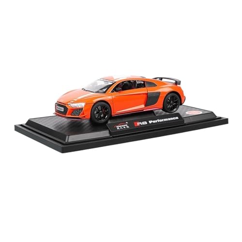 QIANKA 1/24 R8V10 Simulation Automodell Druckgussverfahren Legierung Sound Und Licht Pull Back Spielzeug(Orange) von QIANKA