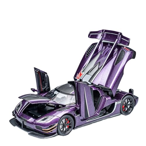 Für: AGERA ONE 1/24 Skala Legierung Automodel Mit Hoher Simulation Ziehen Zurück Sound Und Lichtfunktion(Lila) von QIANKA